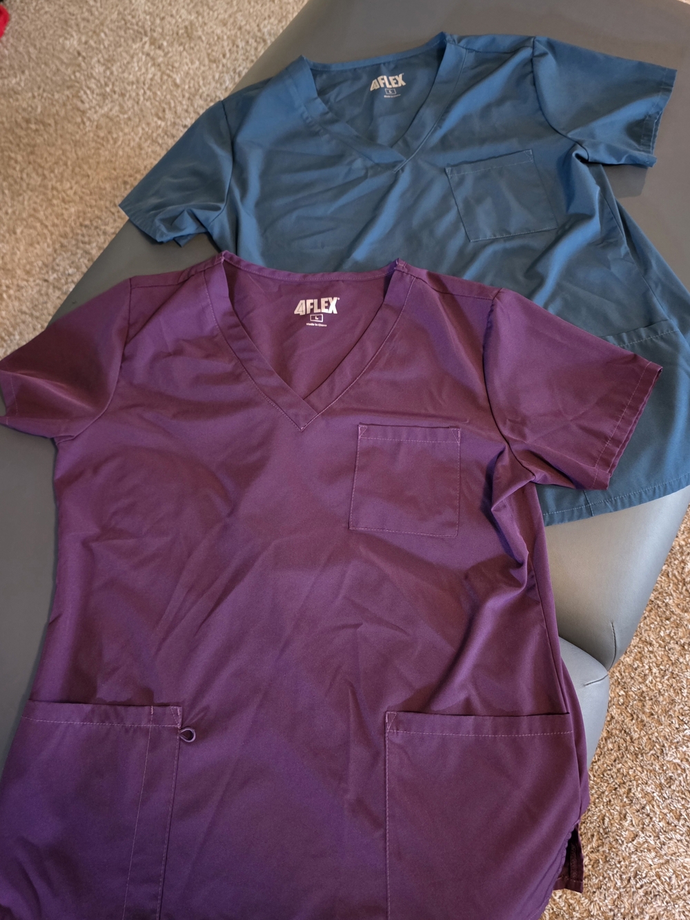 Women's V-Neck Scrub Top - Plum and Teal